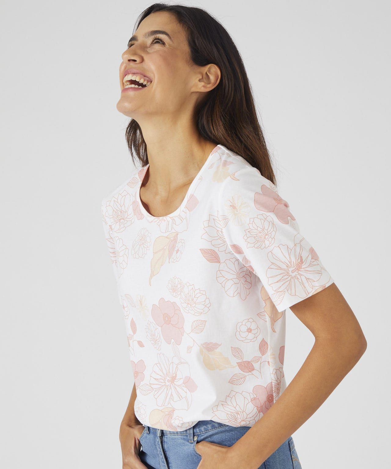 Floral Print Cotton T-shirt