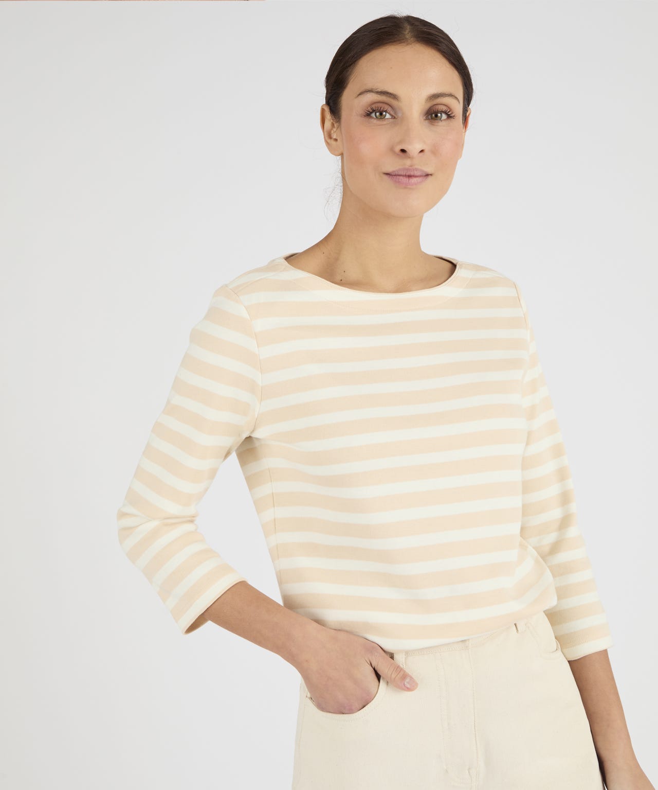 Striped Boat Neck Cotton Top