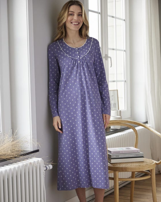 Pack of 2 Combed Cotton Long Sleeve Nightdresses