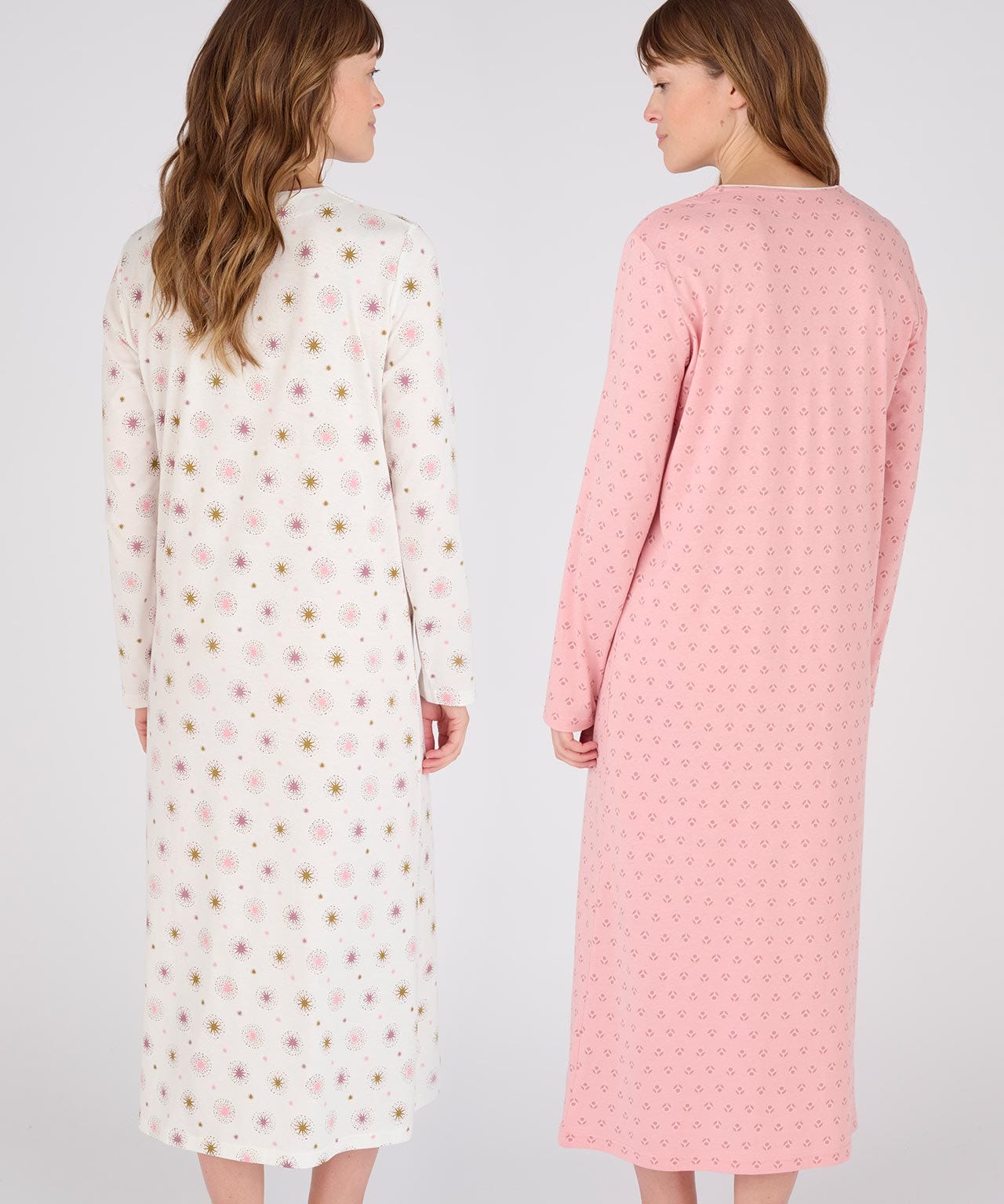 Pack of 2 Combed Cotton Long Sleeve Nightdresses
