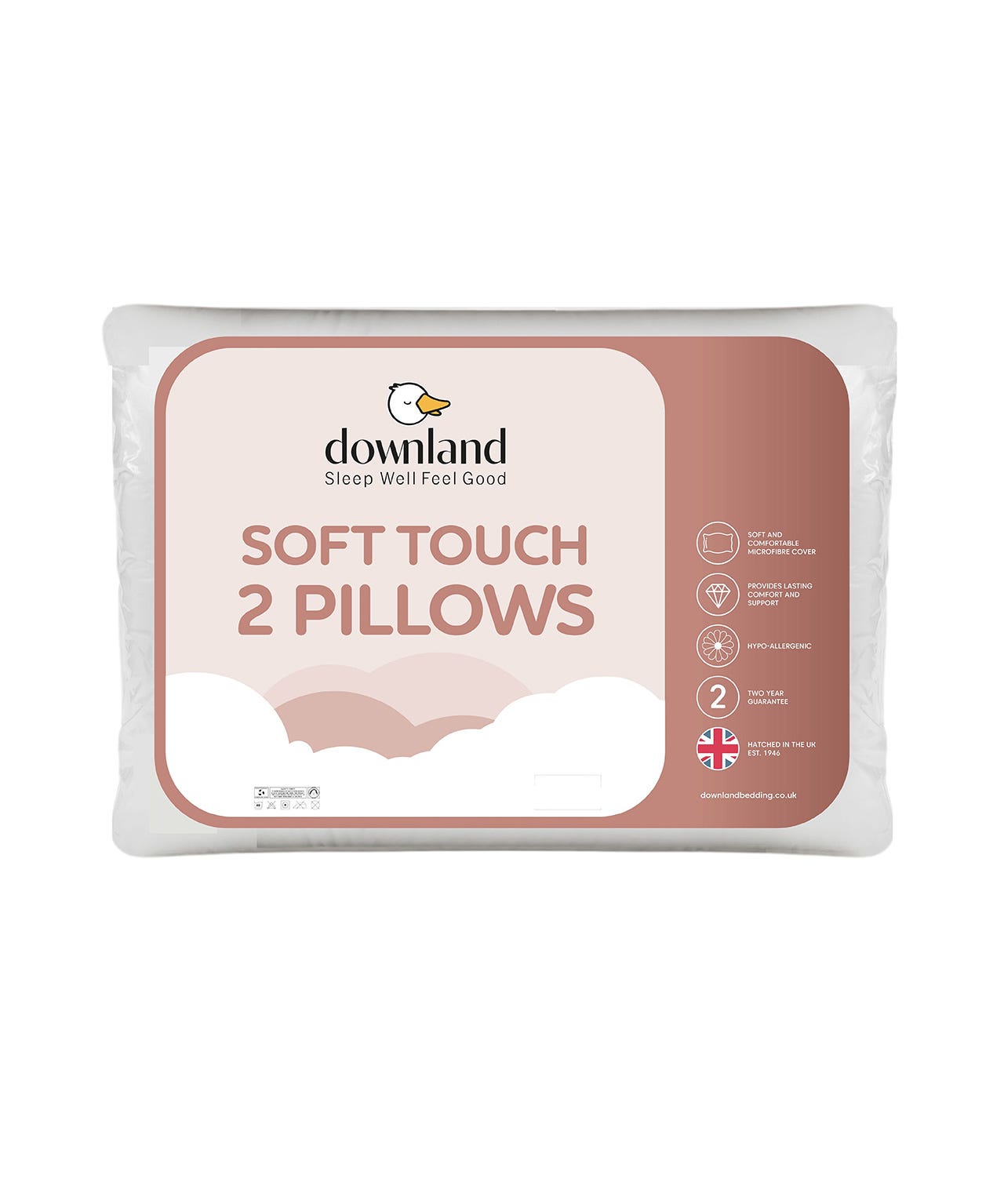 Pack of 2 Soft & Washable Downland pillows