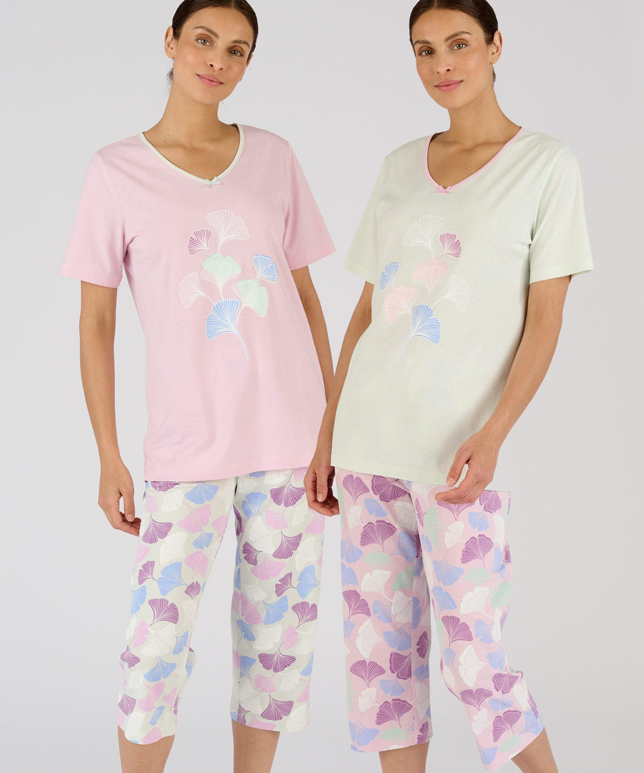 Pack of 2 Short Sleeve Cotton Crop Pyjamas