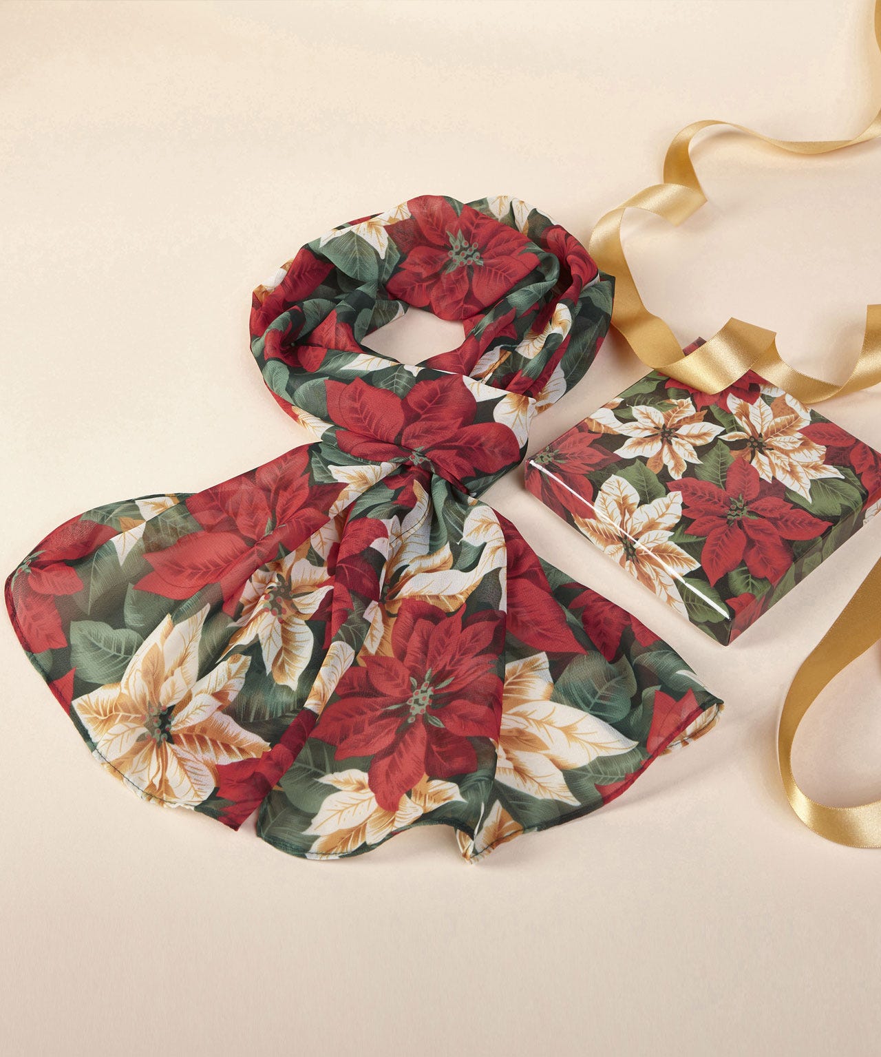 Poinsettia Floral Scarf