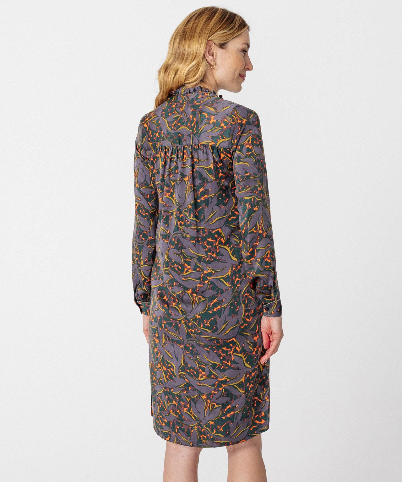 Frill Neck Shirt Dress