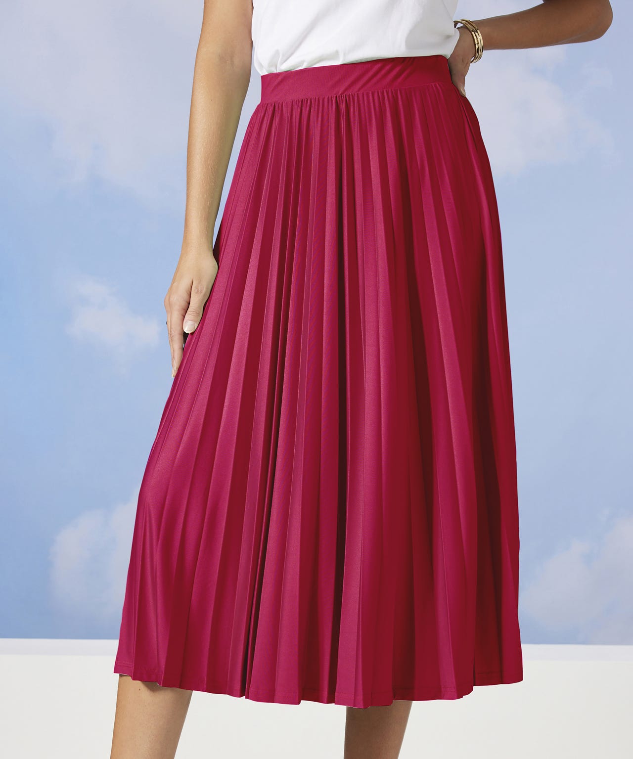 Pleated Jersey Skirt