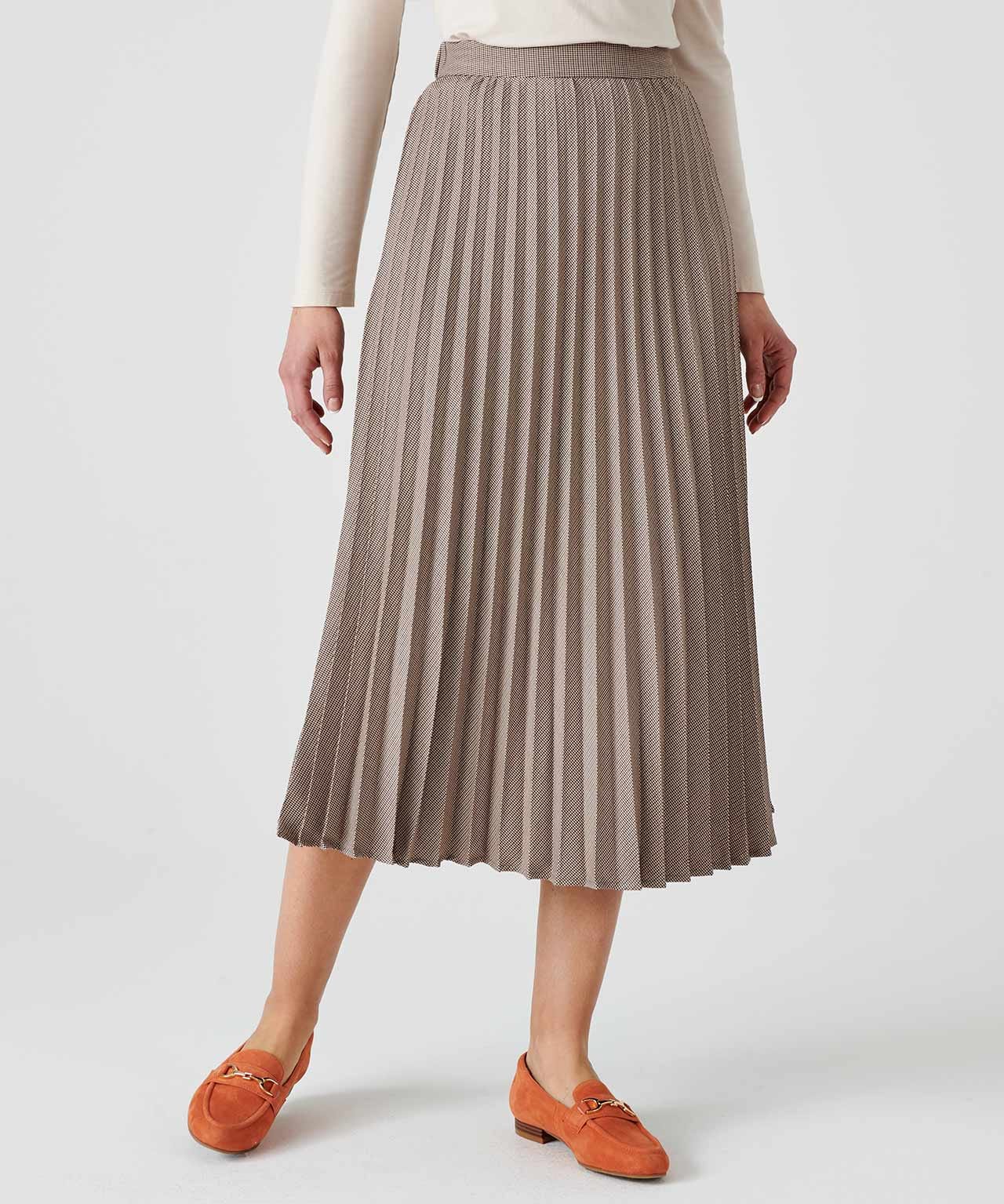 Check Sunray Pleated Skirt