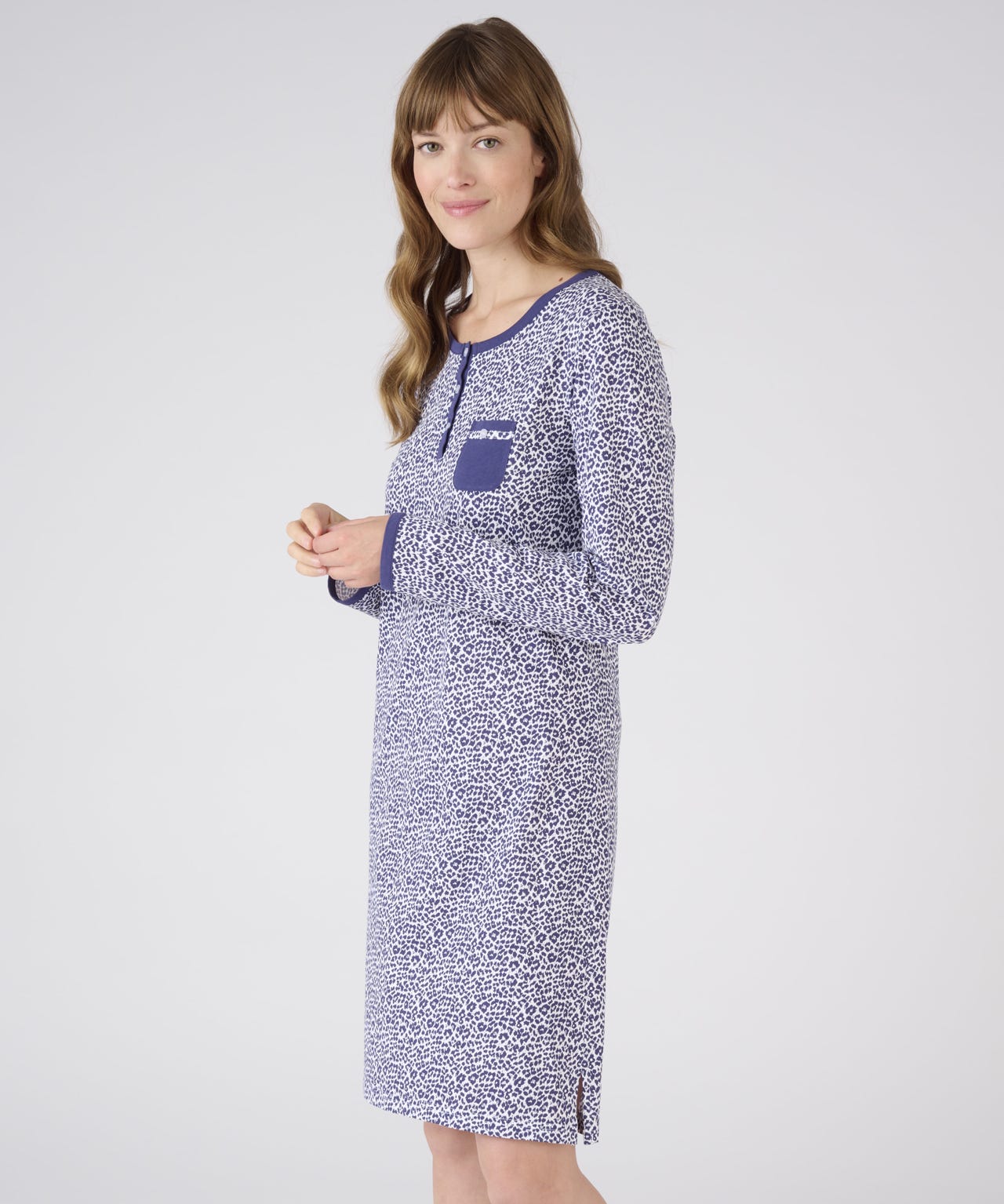 Animal Print Long Sleeve Nightdress