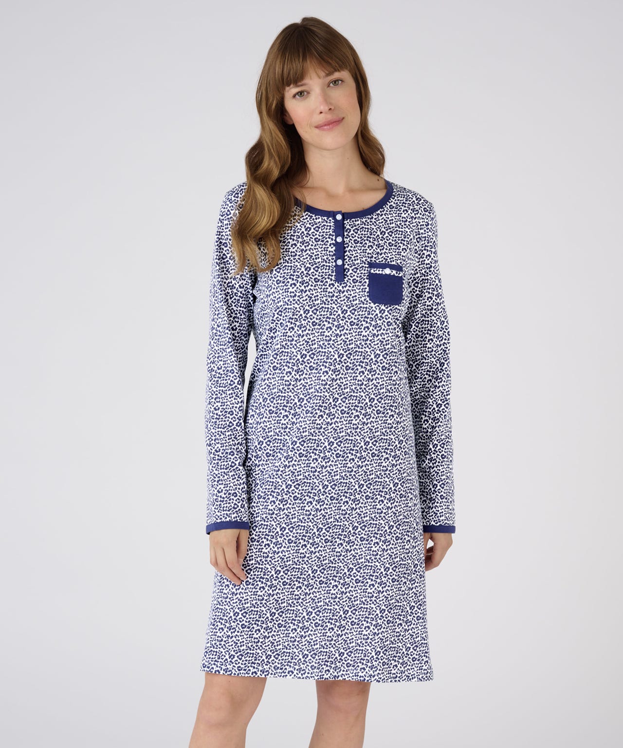 Animal Print Long Sleeve Nightdress