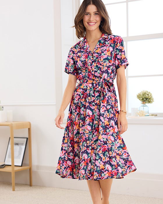 Button-through Print Dress