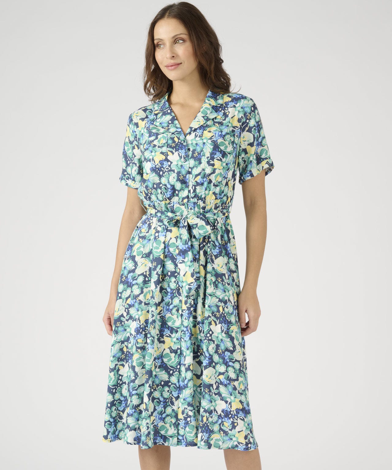 Button-through Print Dress