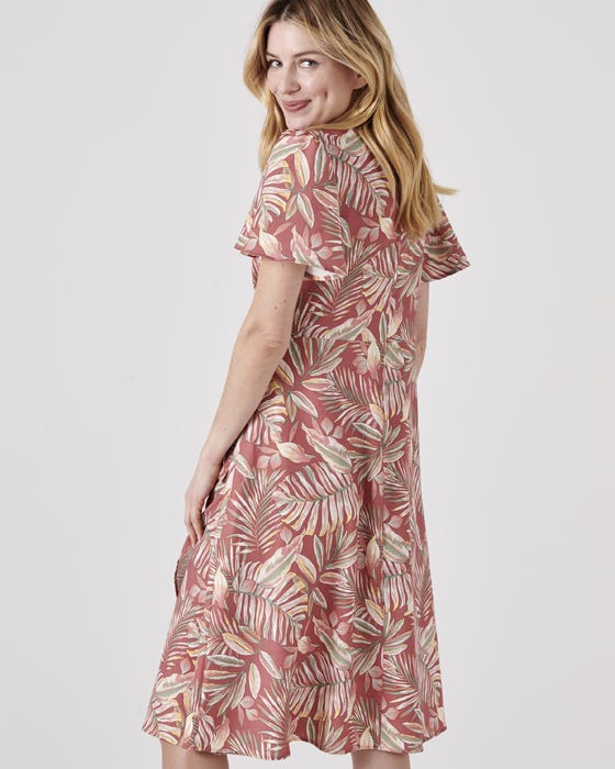 Print Mock Wrap Dress