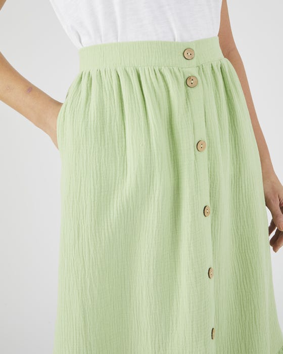 Button-through Tiered Skirt