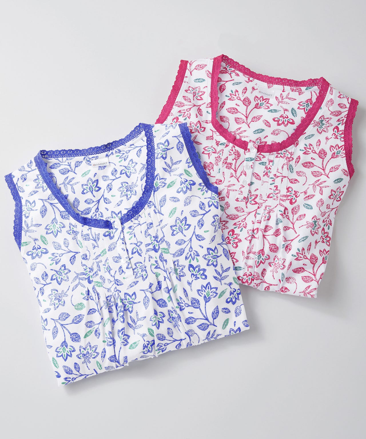 Pack of 2 Sleeveless Cotton Nightdresses