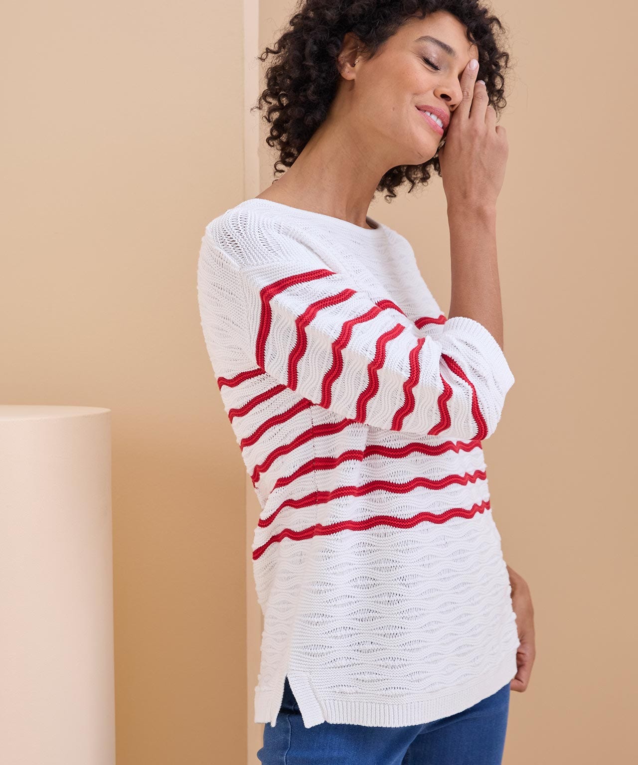 Stripe Fancy Stitch Jumper