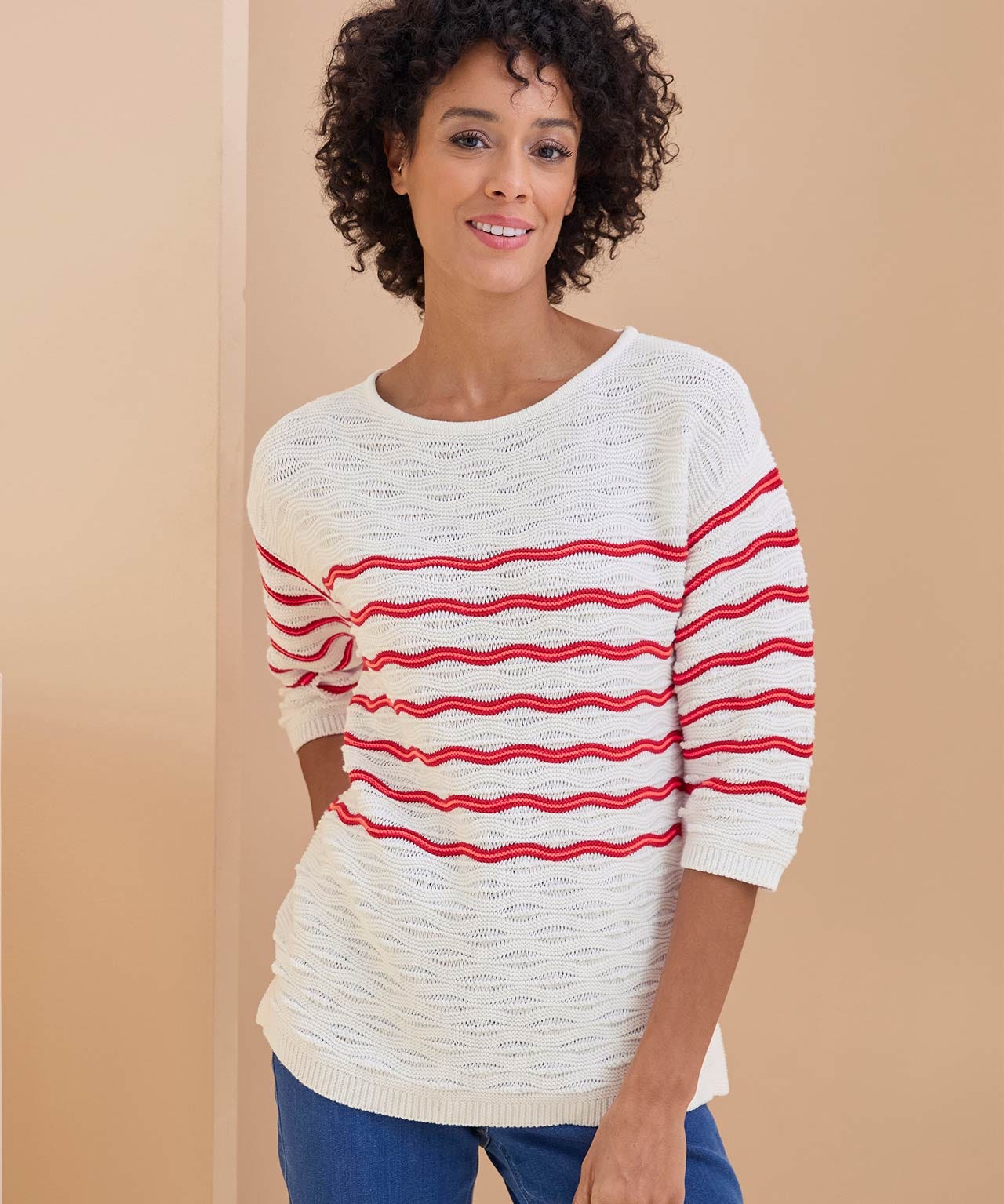 Stripe Fancy Stitch Jumper