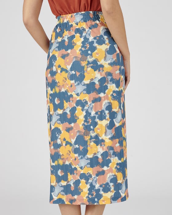 Printed Mock Wrap Skirt