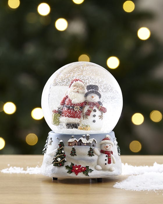 Santa & Snowman Musical Snow globe