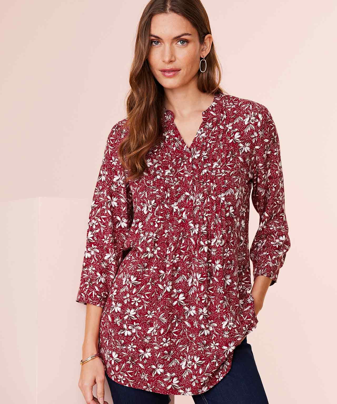 Front Pleated Printed Tunic