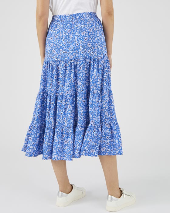Button-through Print Skirt