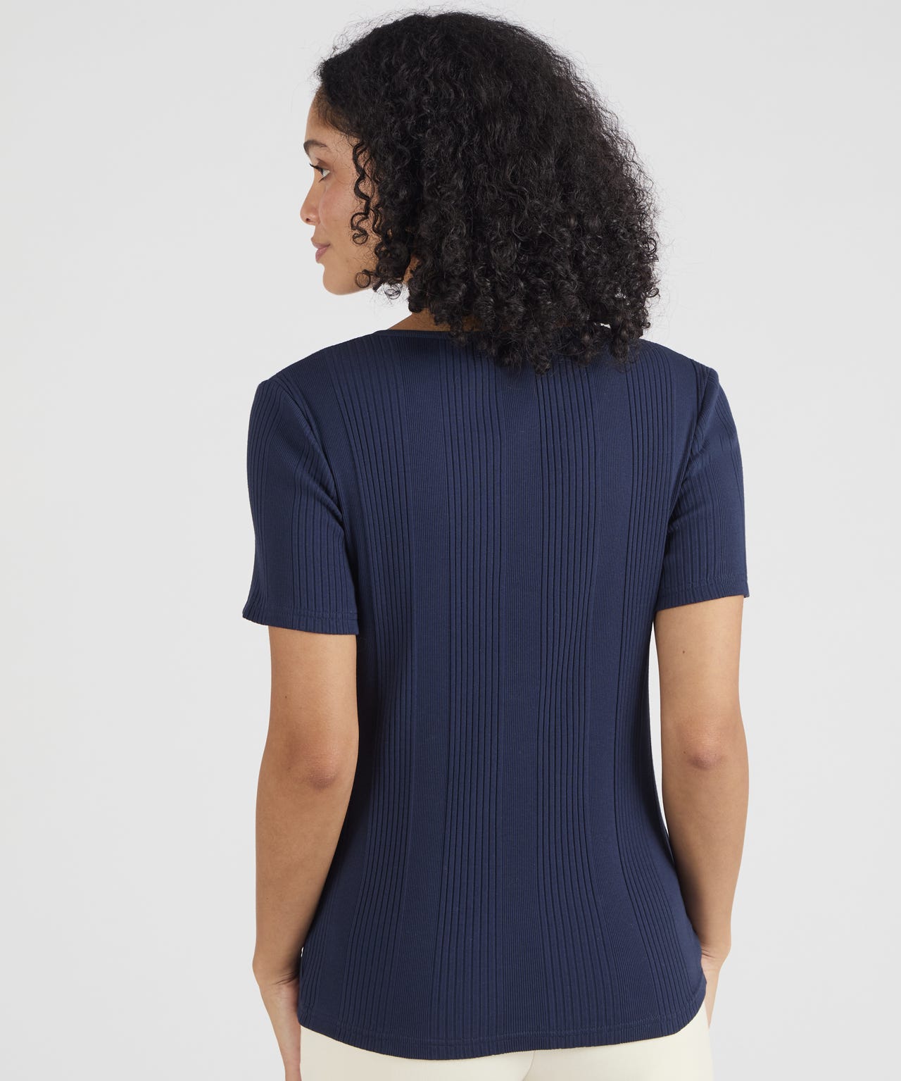 Ribbed Notch Neck T-shirt