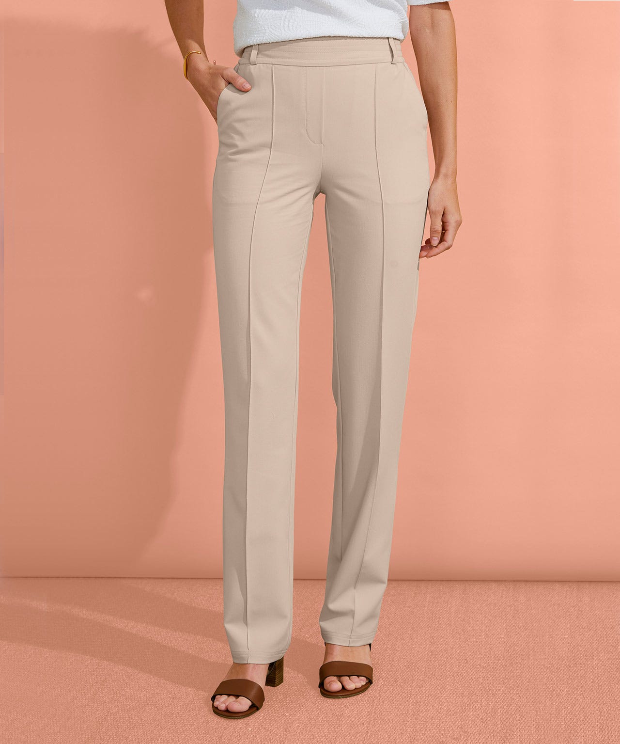 Pull-on Straight-leg Trousers