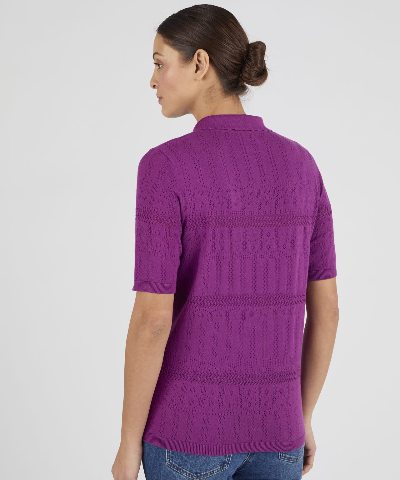 Pointelle Polo Jumper