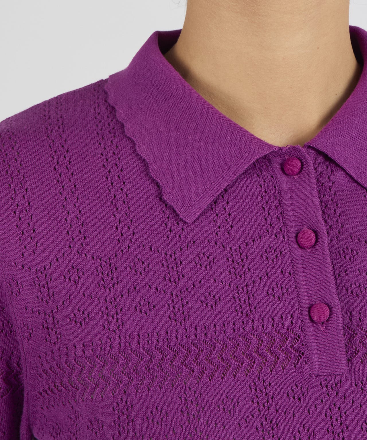 Pointelle Polo Jumper