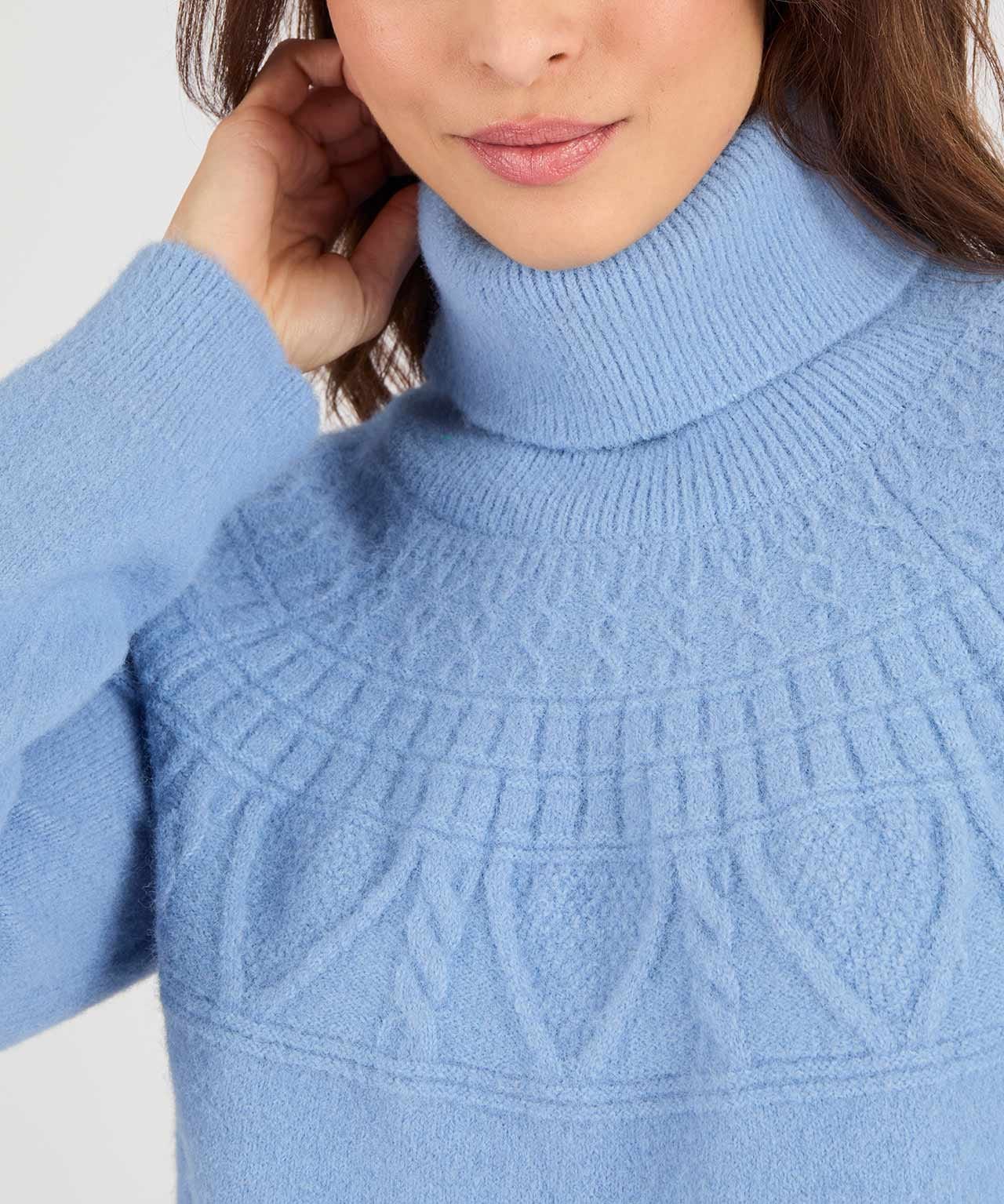 Thermolactyl Roll Neck Jacquard Detail  Jumper