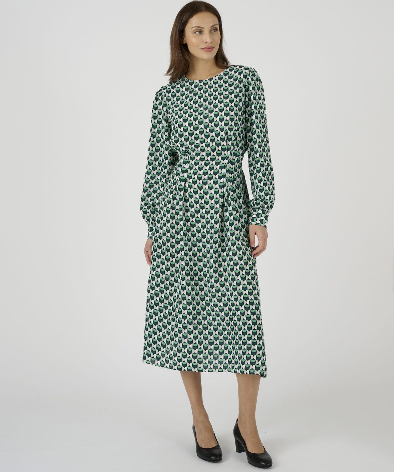 Geometric Print Flared Dress