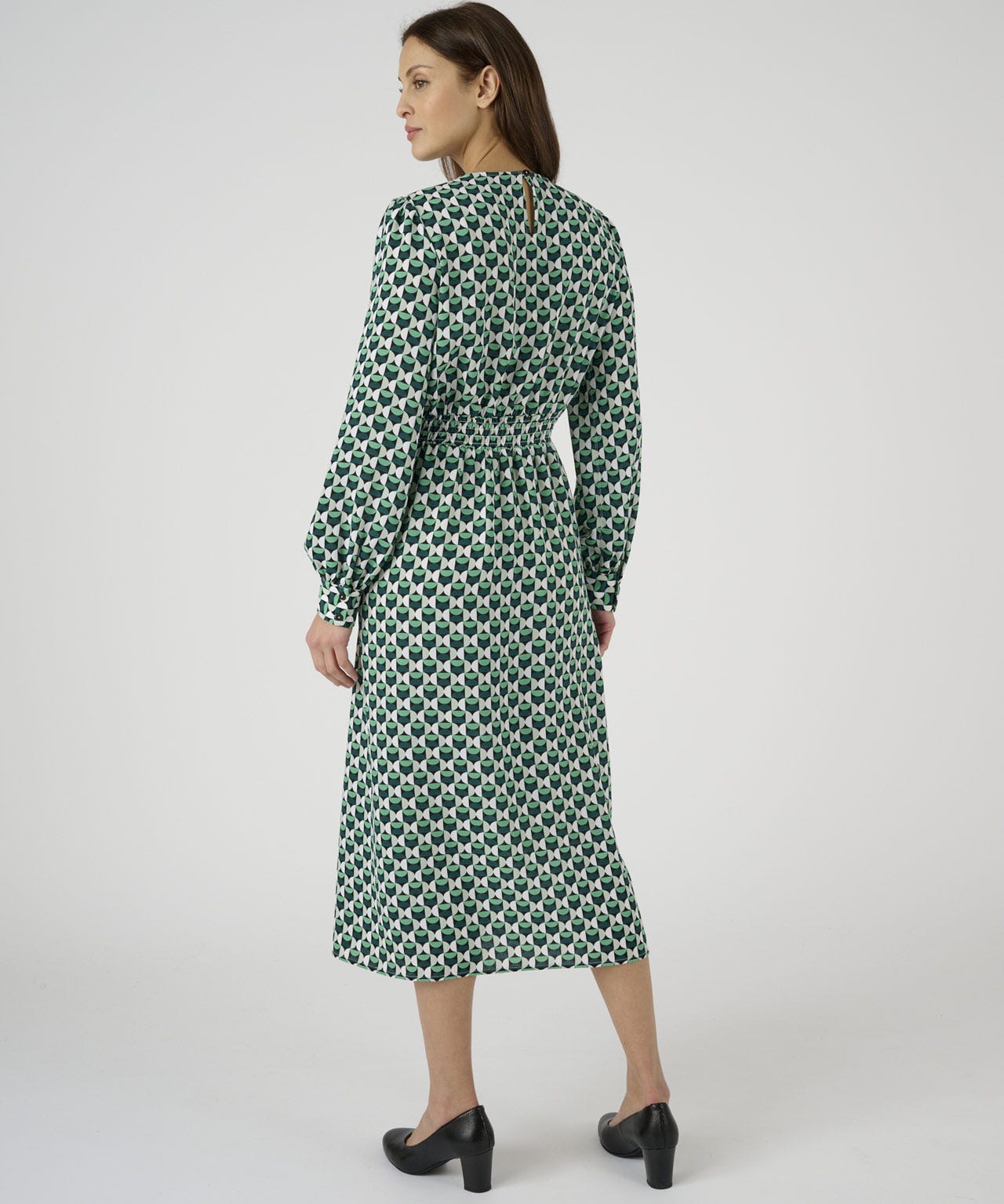 Geometric Print Flared Dress