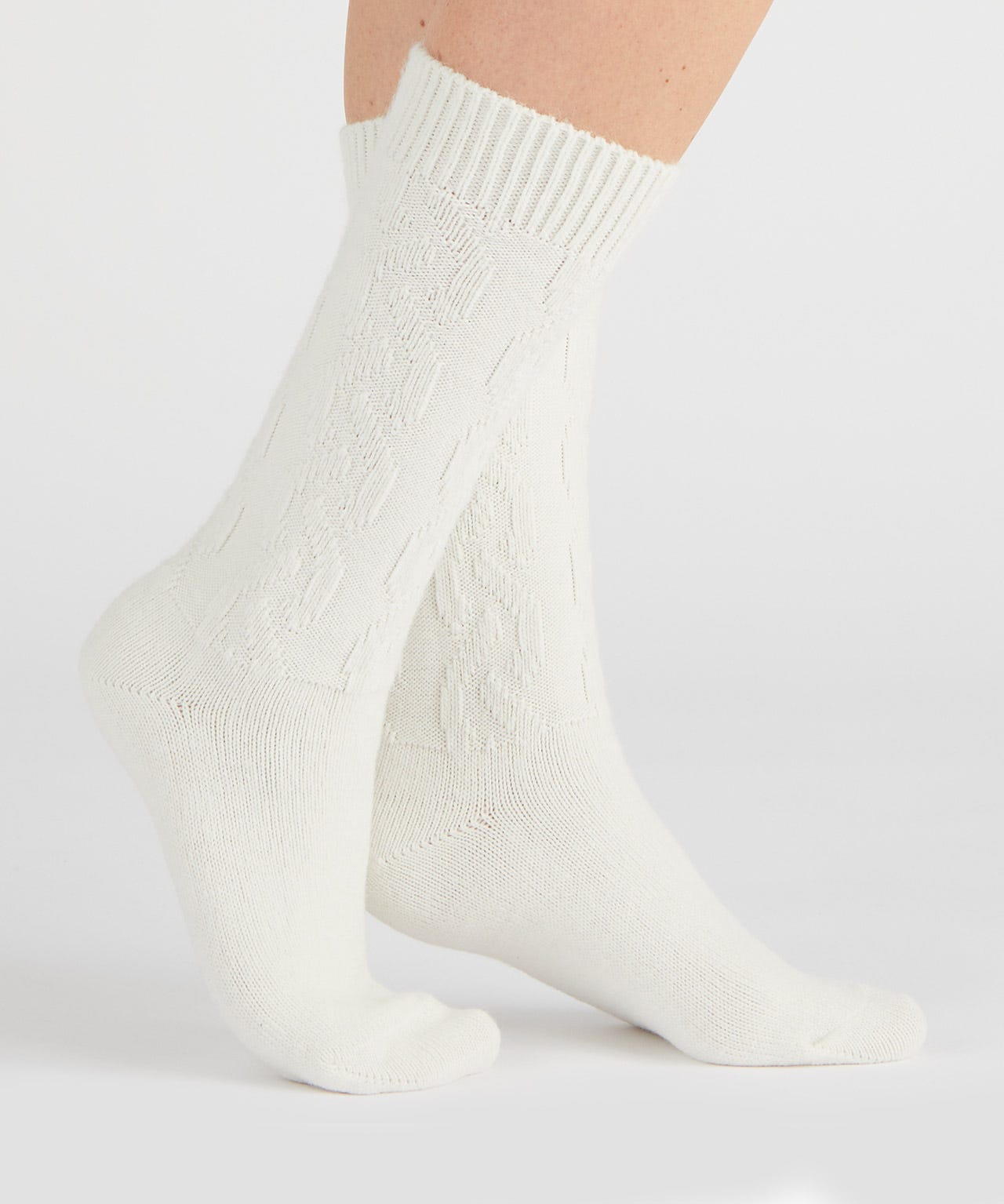 Cable Wool Blend Calf Length Socks