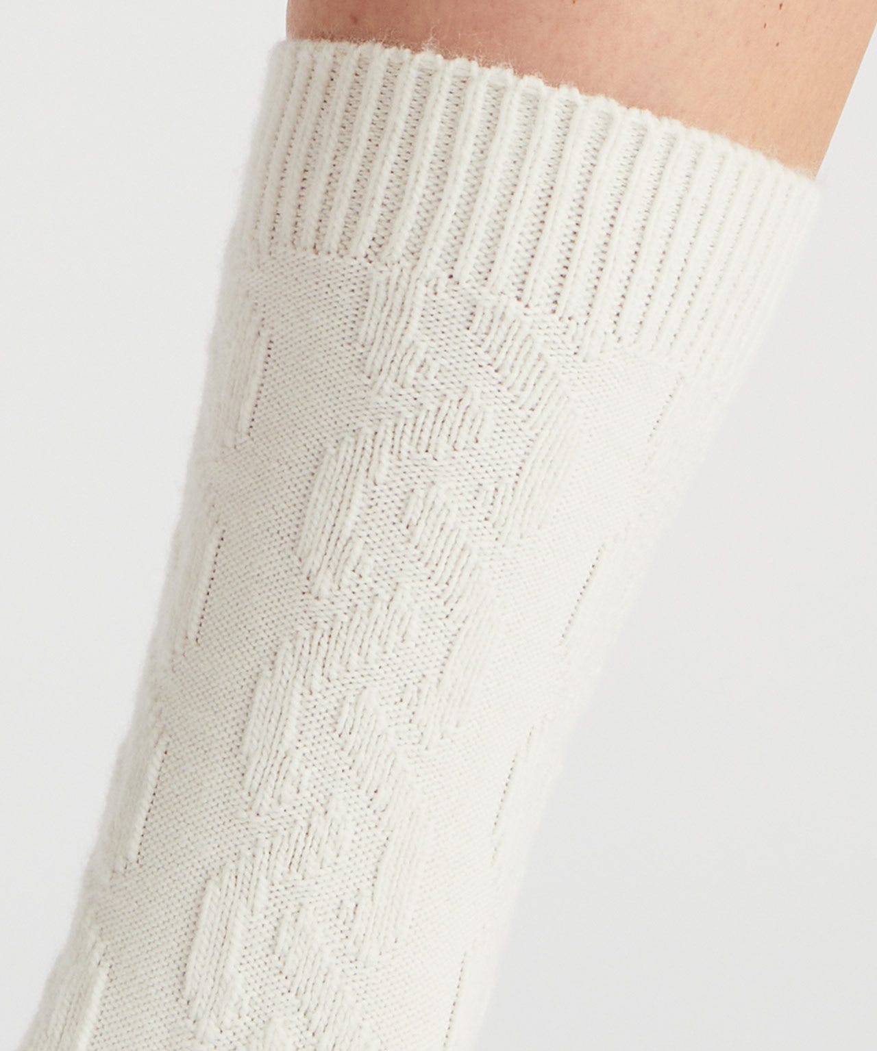 Cable Wool Blend Calf Length Socks