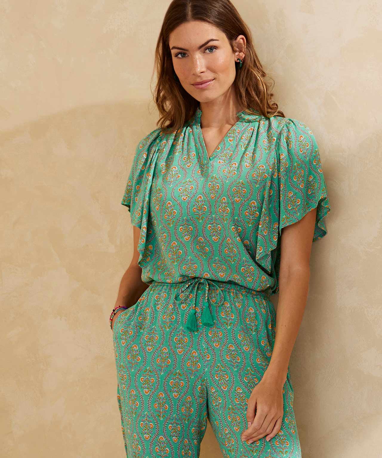 Tunisian-Style Printed Blouse