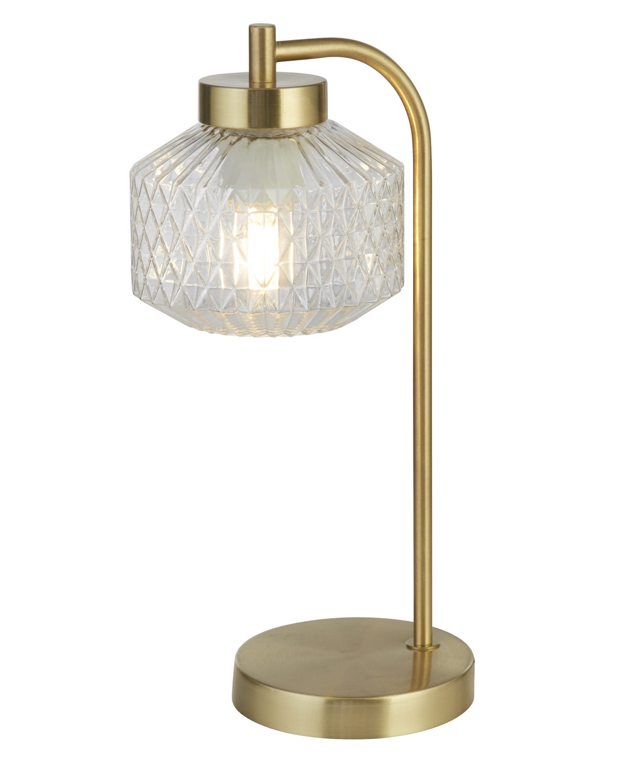 Satin Brass and Clear Glass Table Lamp