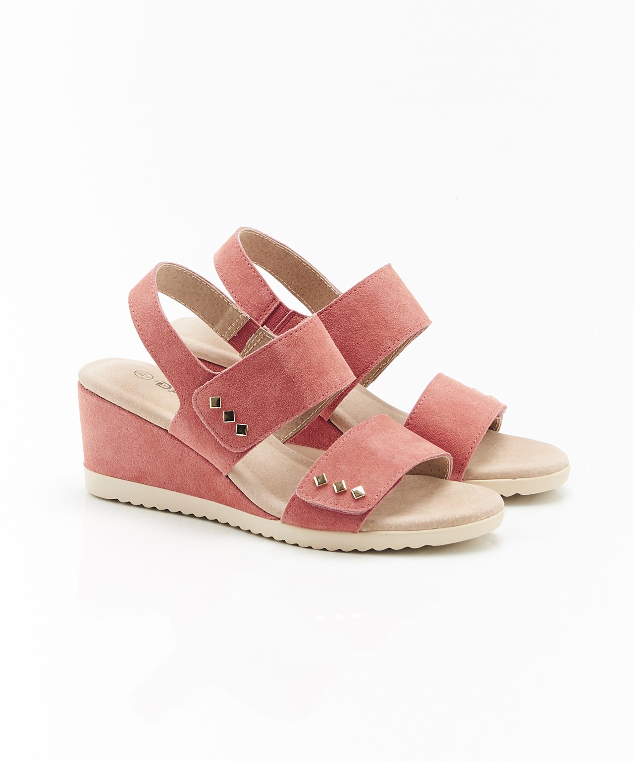 Touch Fasten Suede Wedge Sandal
