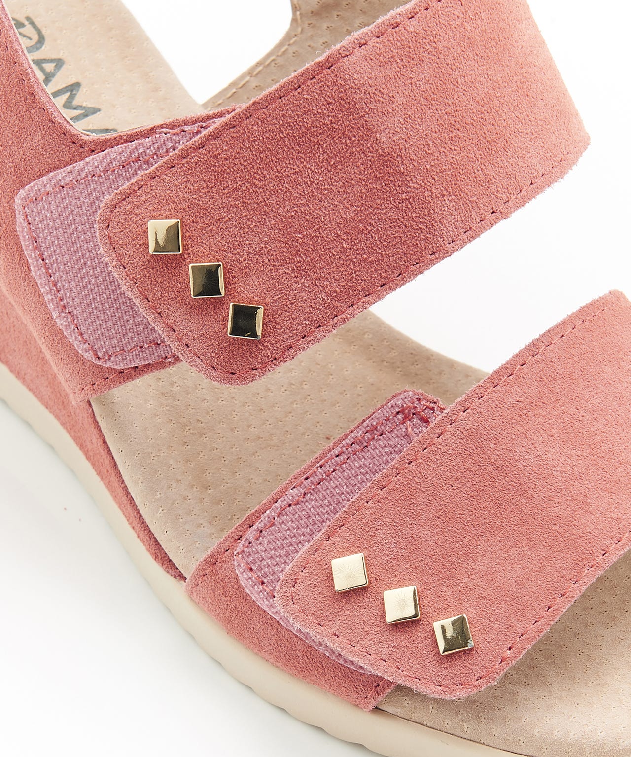 Touch Fasten Suede Wedge Sandal