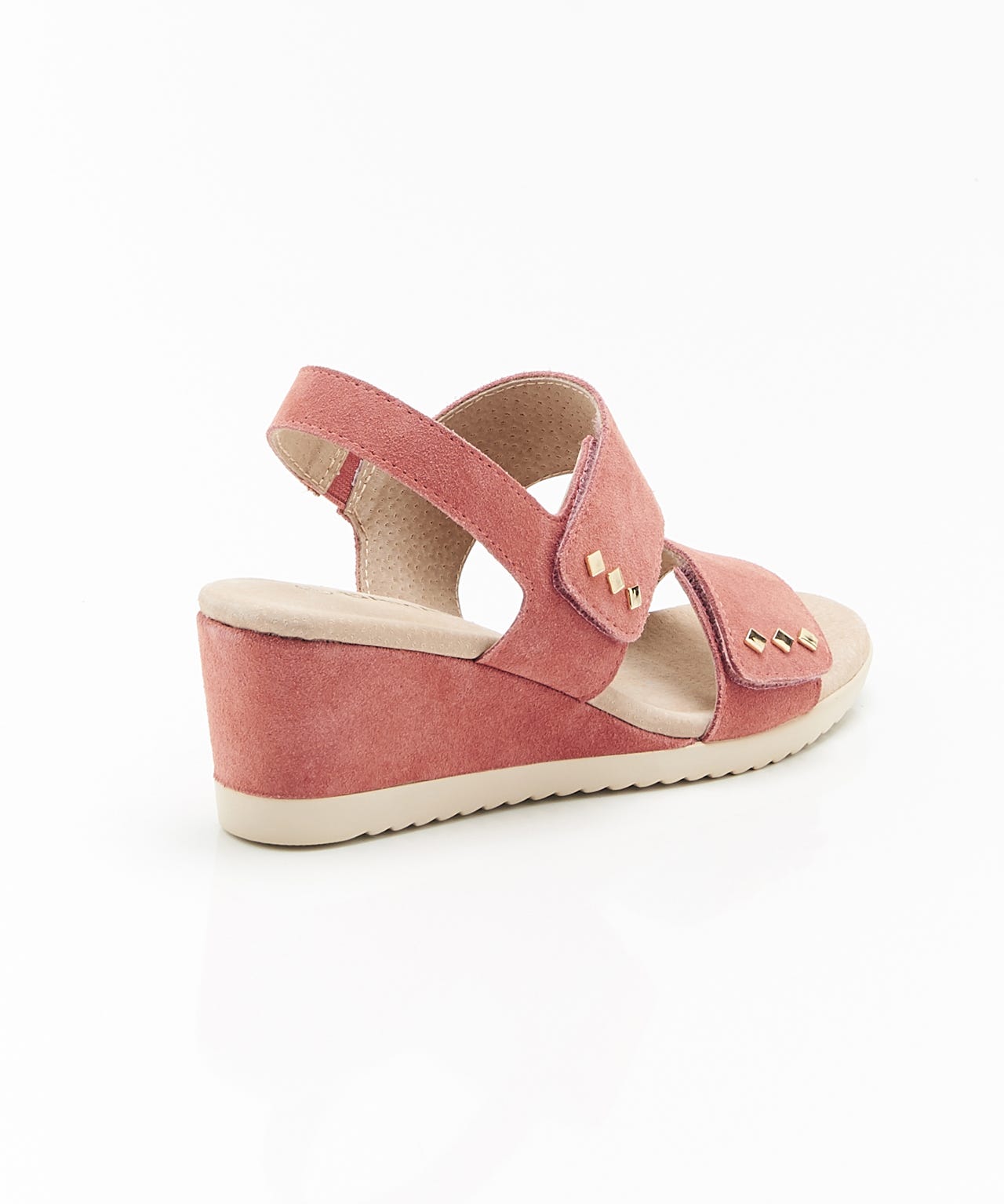 Touch Fasten Suede Wedge Sandal