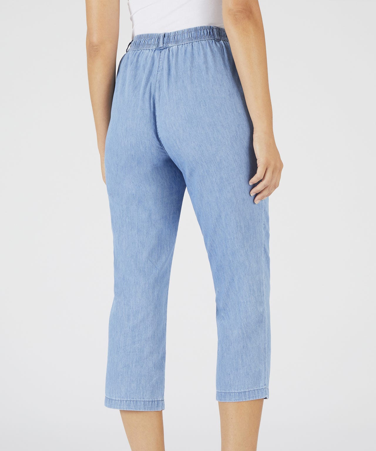 Cropped Pull-on Cotton Trousers