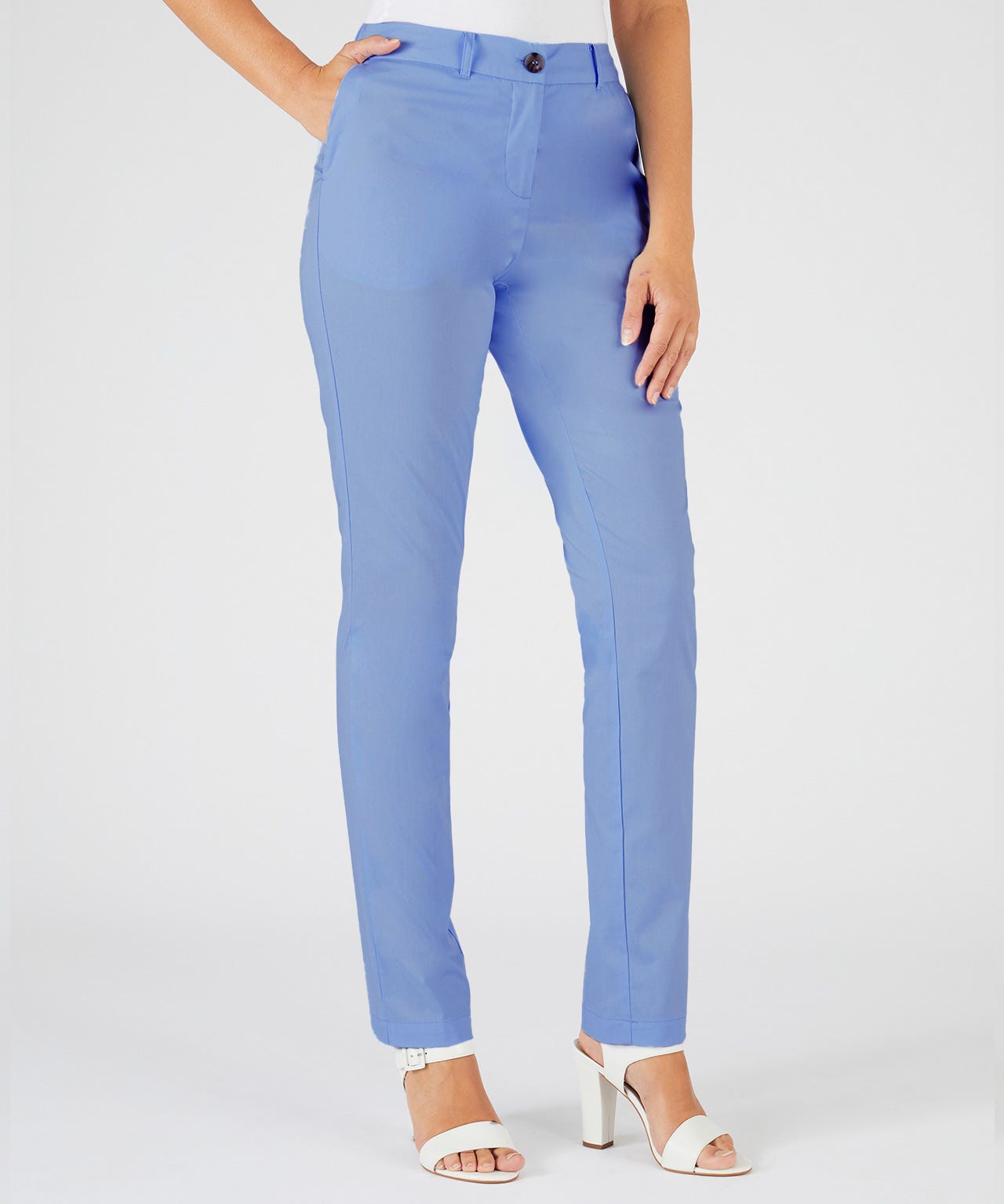 Narrow Leg Stretch Cotton Trousers