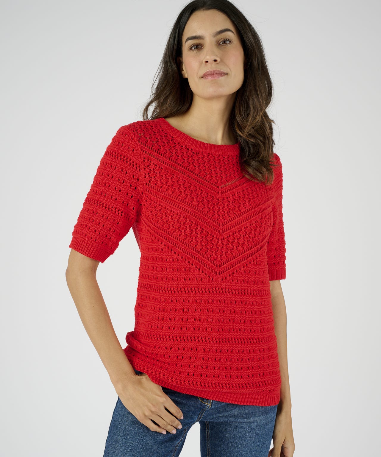 Pointelle Short Sleeve Jumper