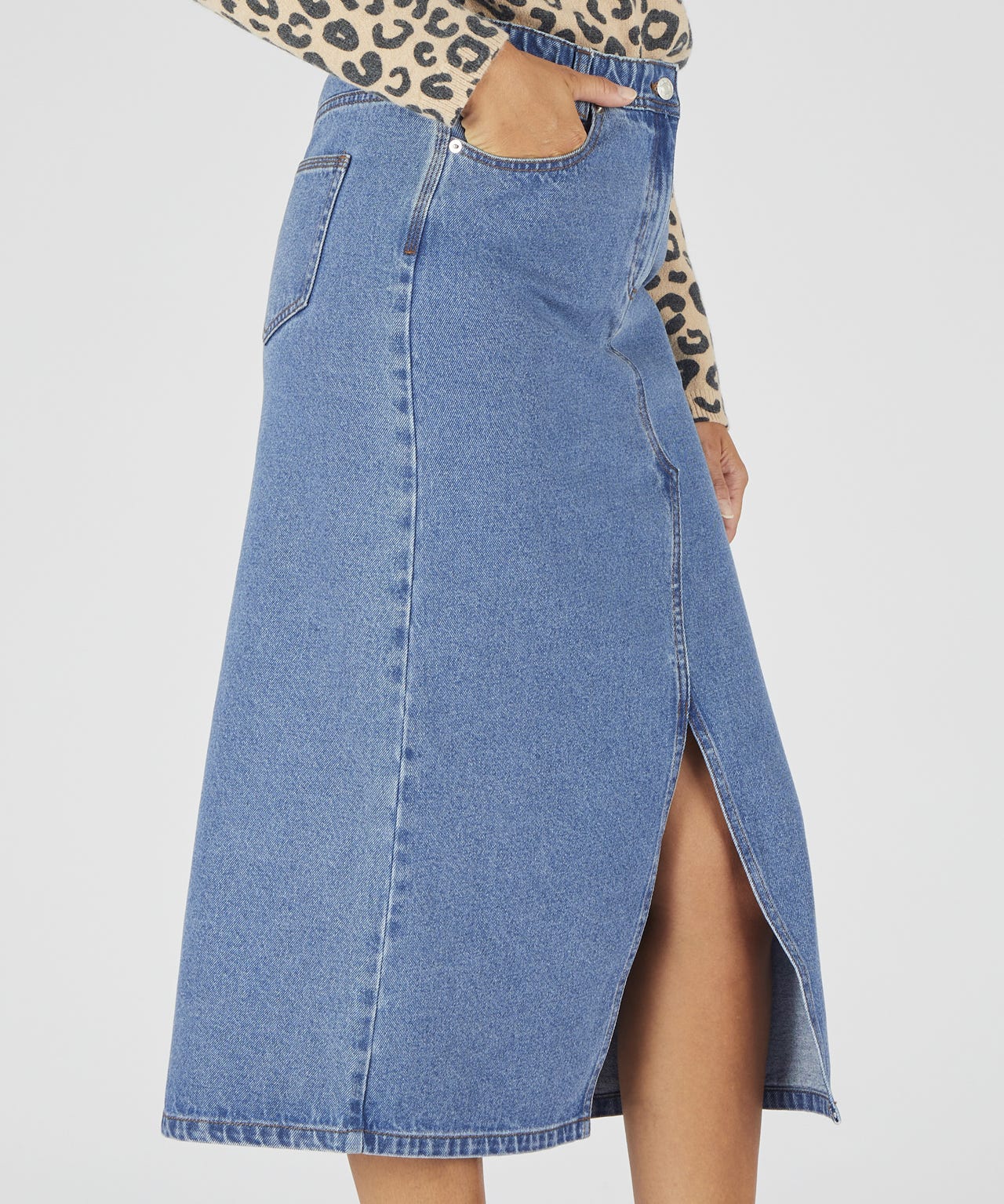 Denim Midi Skirt