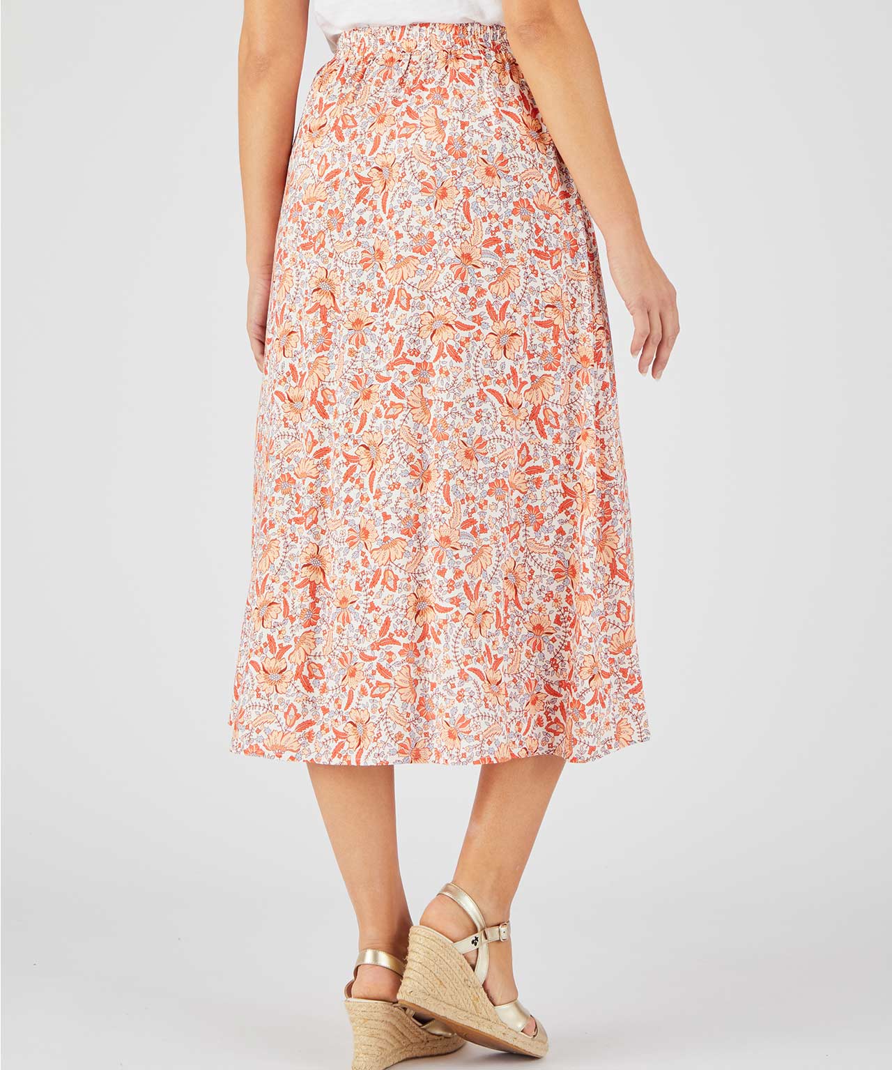 Floral Print Button Through Skirt