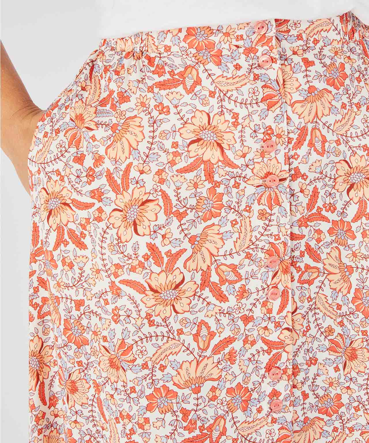 Floral Print Button Through Skirt