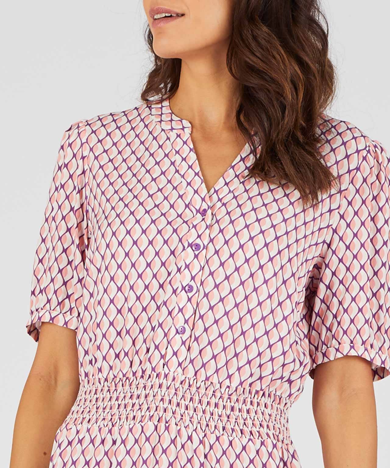 Elasticated Waist Tiered Print Dress