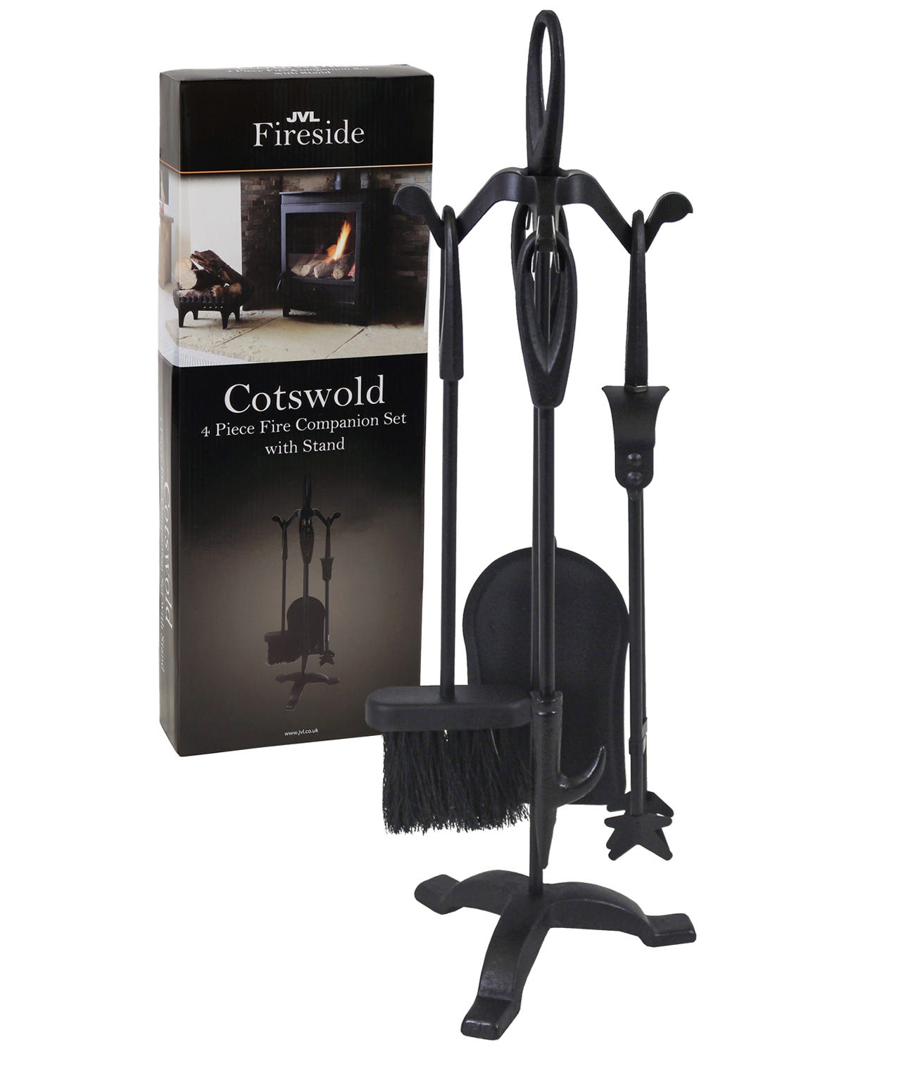 4 Piece Fire Companion Set + Stand