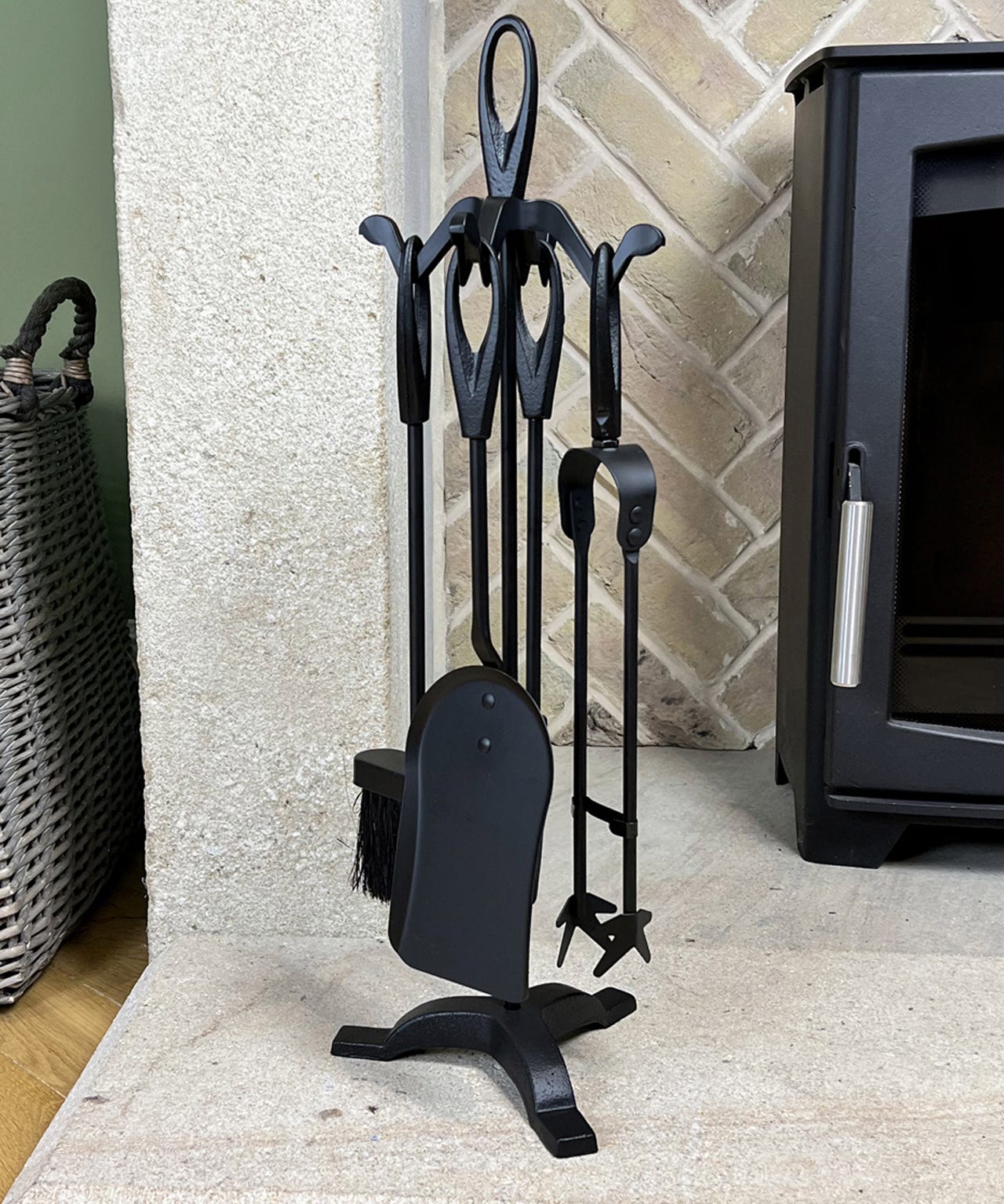 4 Piece Fire Companion Set + Stand