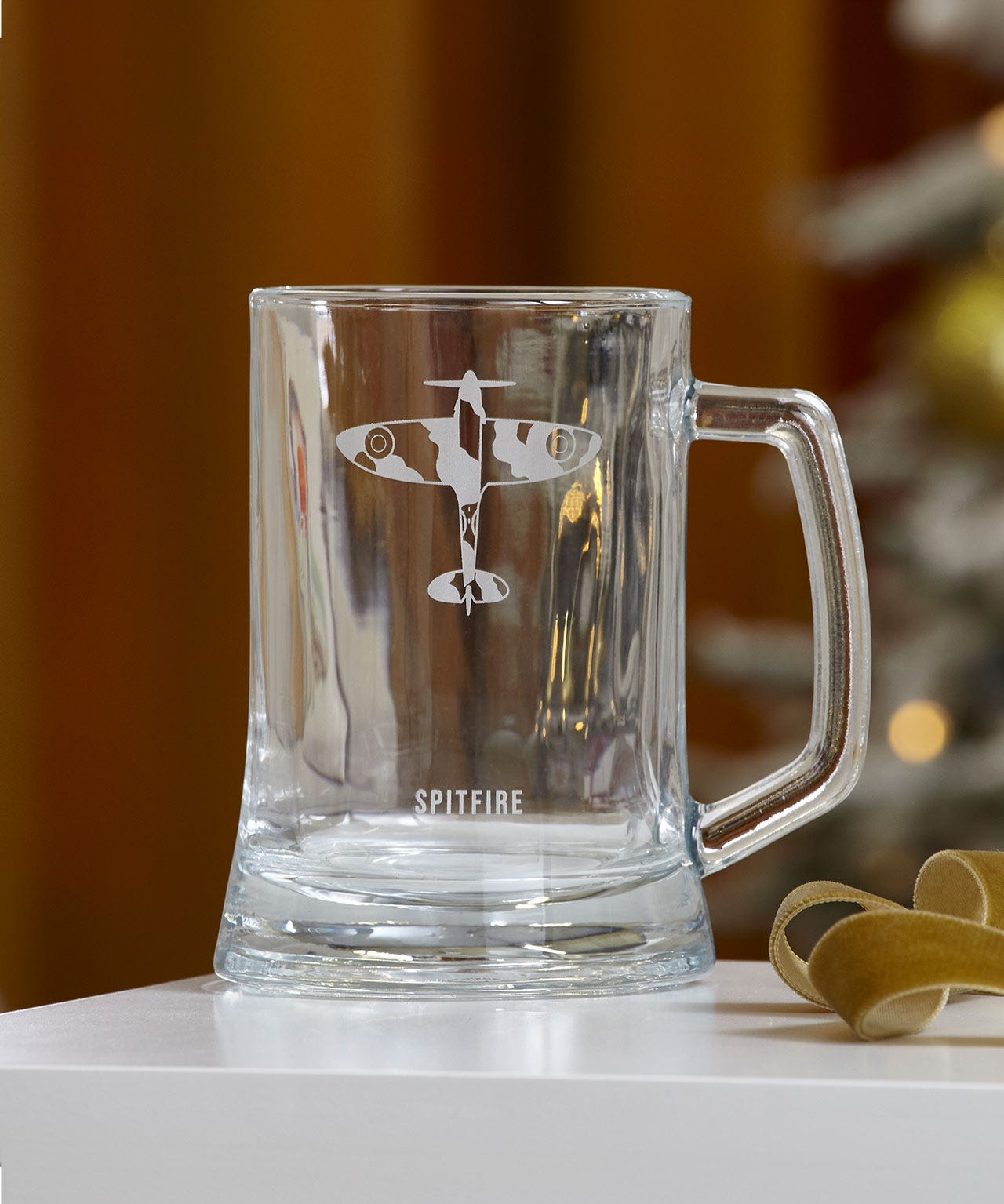RAF Etched Glass Tankard Spitfire
