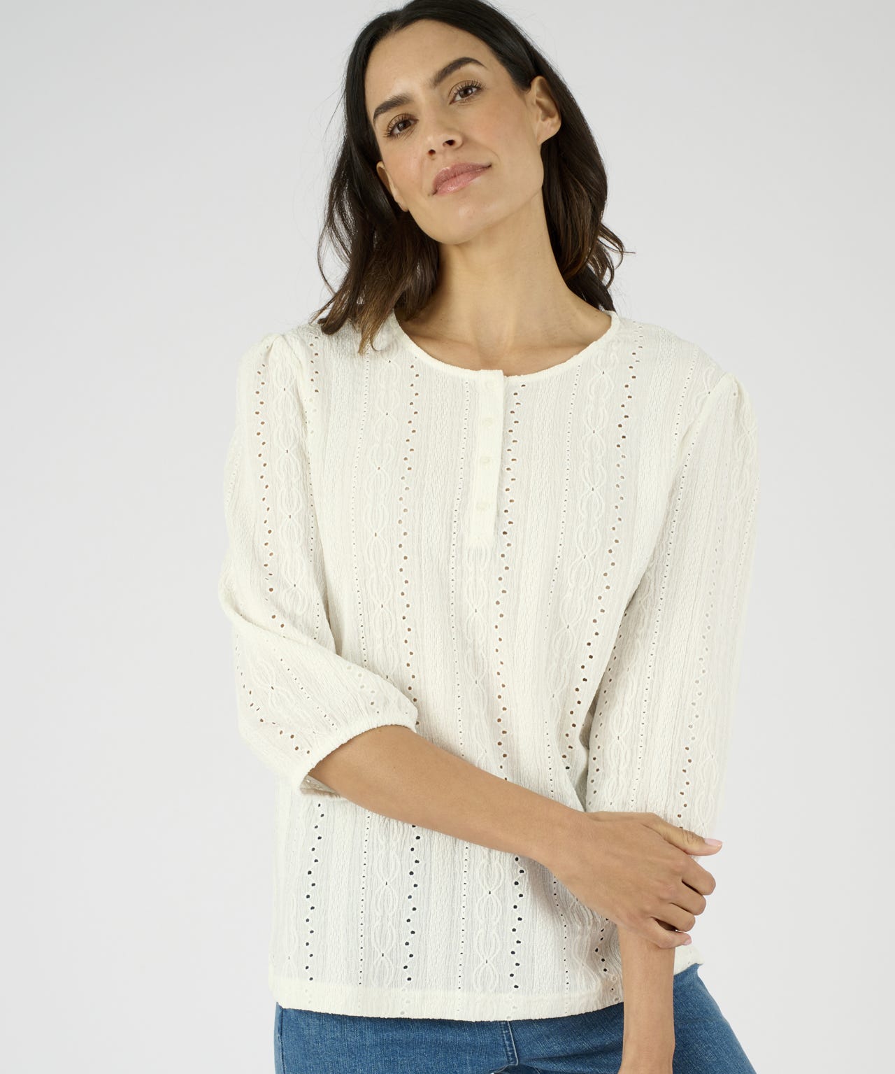 Detailed Button Neck Top