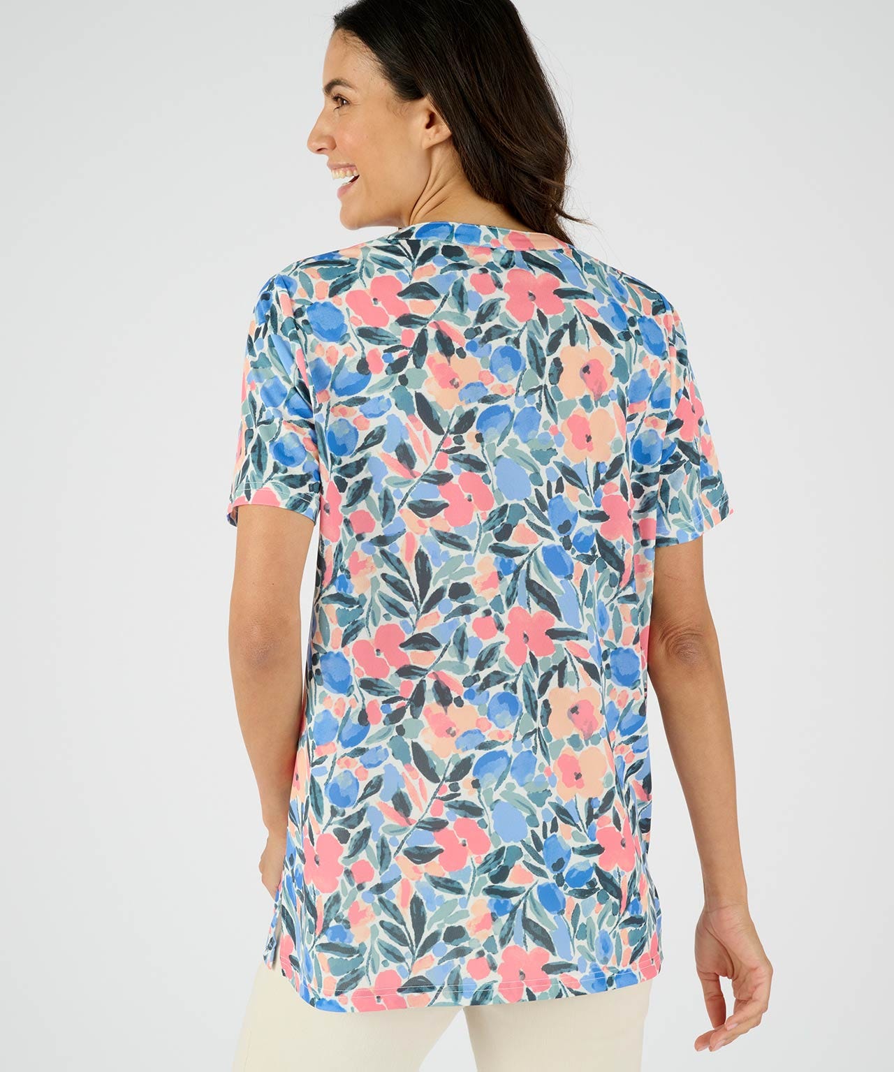 Floral Print Short Sleeve Tunic