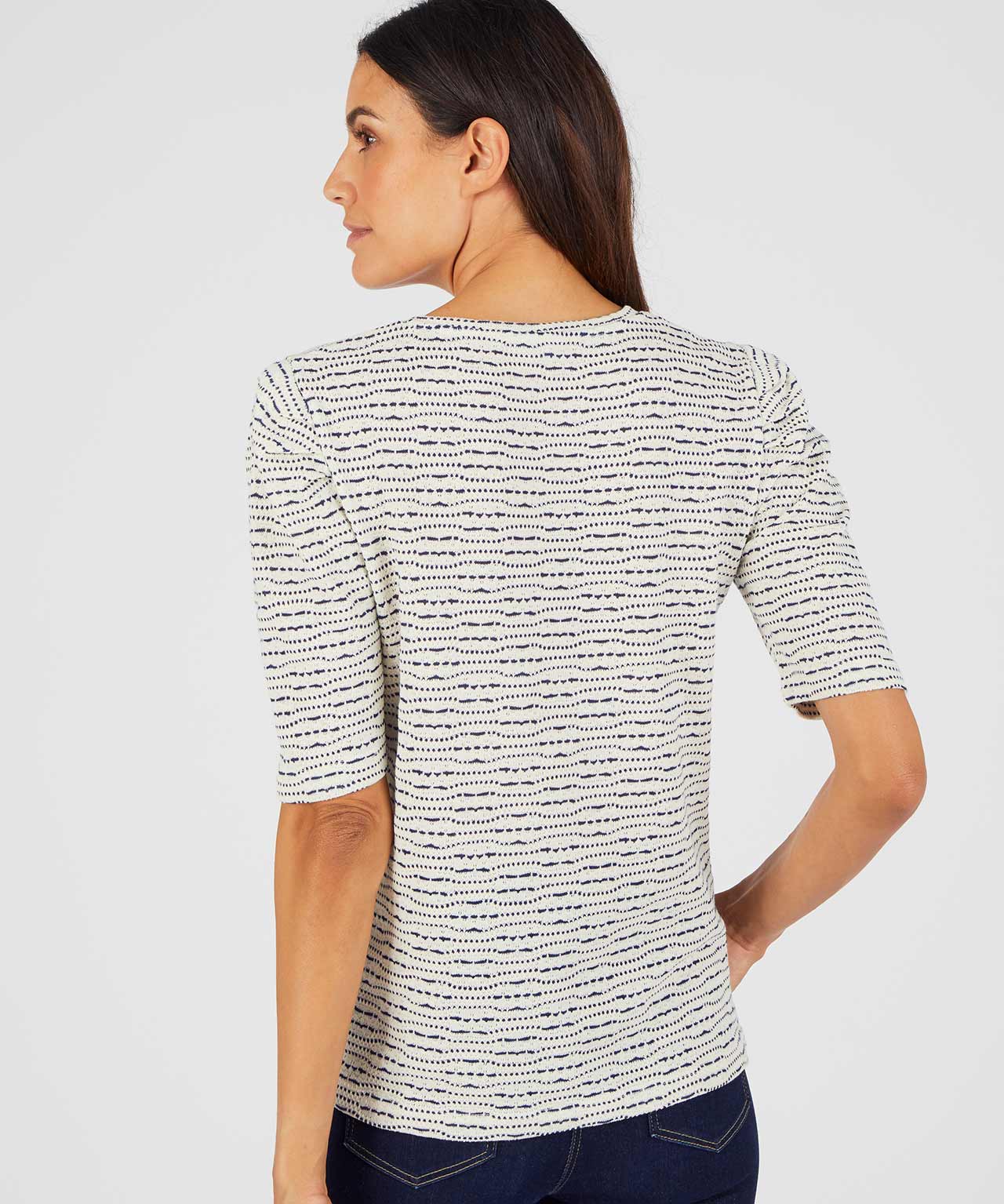 Pleat Sleeve Print T-shirt